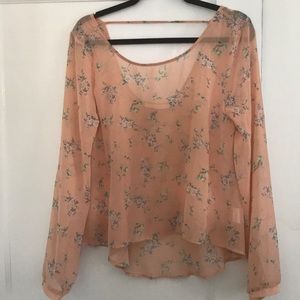 Pink floral blouse